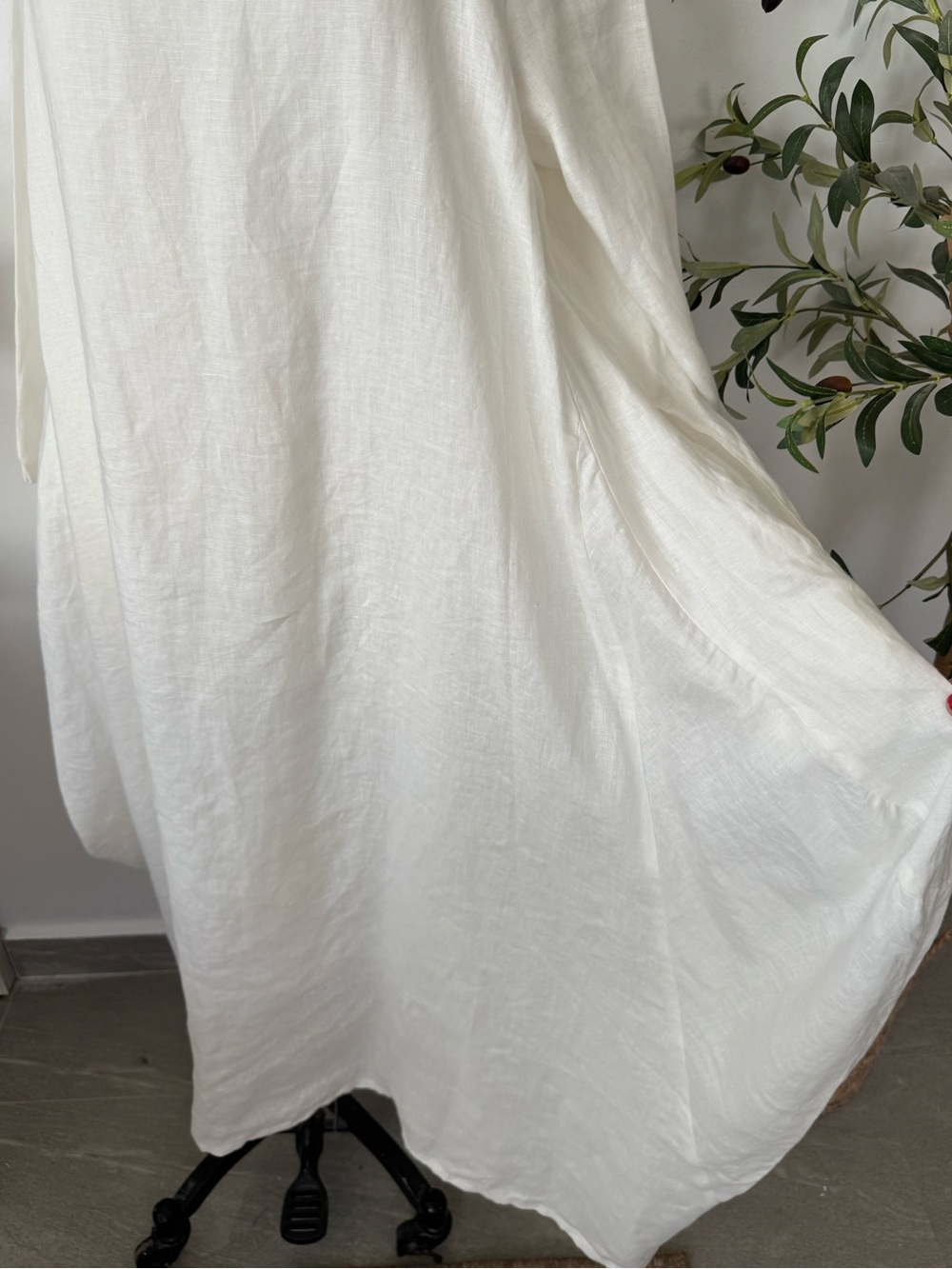 XIMO 100% Linen White Maxi Dress Oversized Lagenlook Long Sleeve XL - Picture 5 of 8